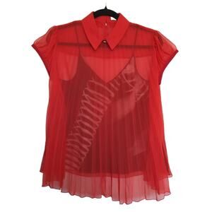 Schiaparelli Double-layer Silk Crêpe Red Blouse, 38F, Excellent Condition